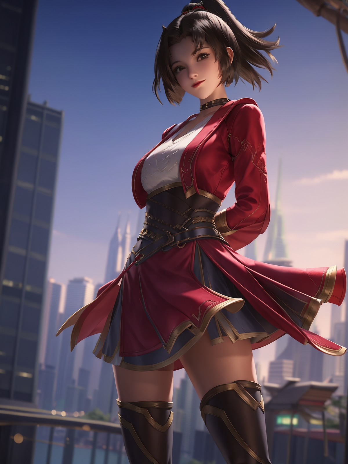 00510-3241412230-1girl, short hair, standing, cityscape, night, lake,looking at viewer, mature female, arms behind back, ponytail, hair ornament,.png